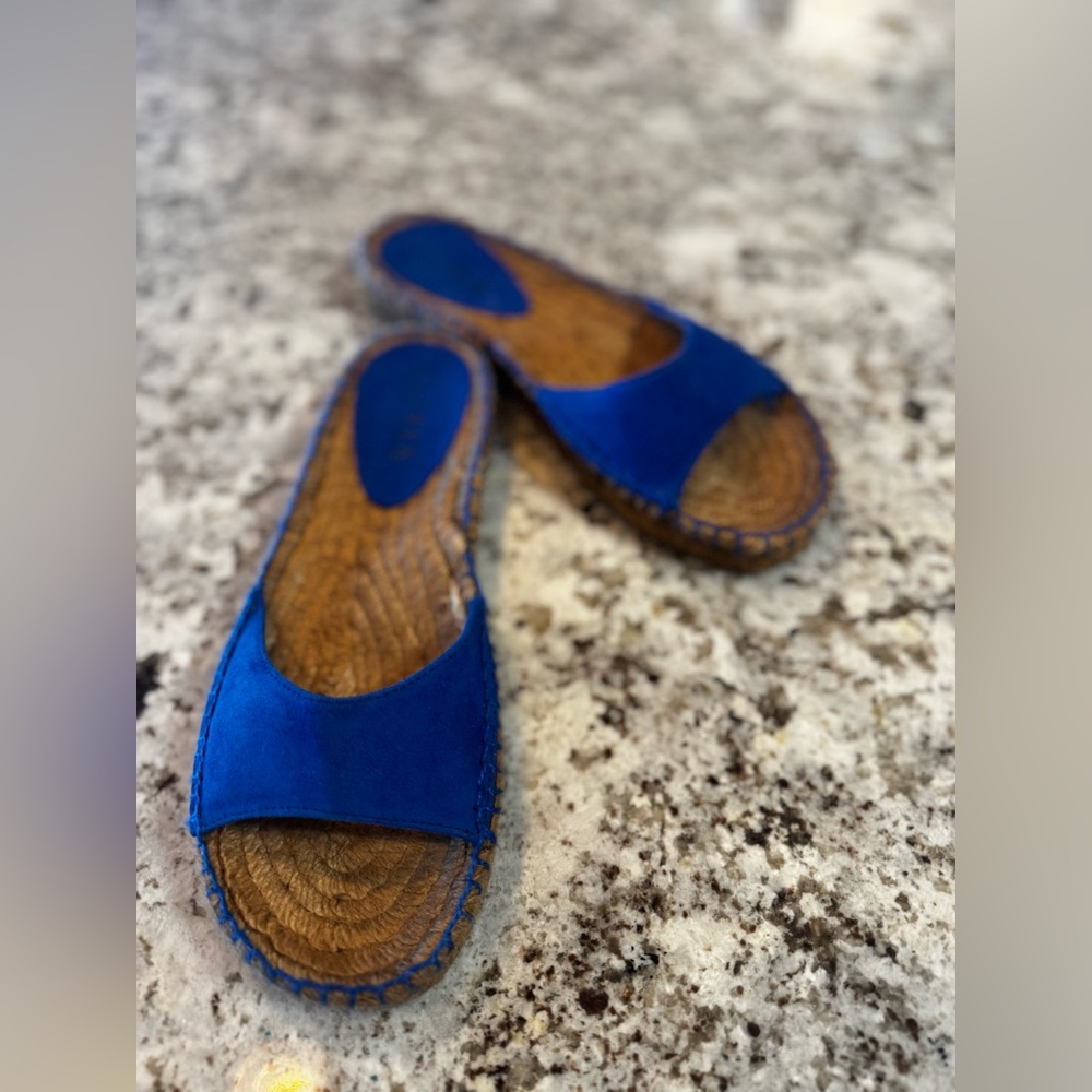 Ralph Lauren Blue Espadrille Slide Sandals - Picture 5 of 6
